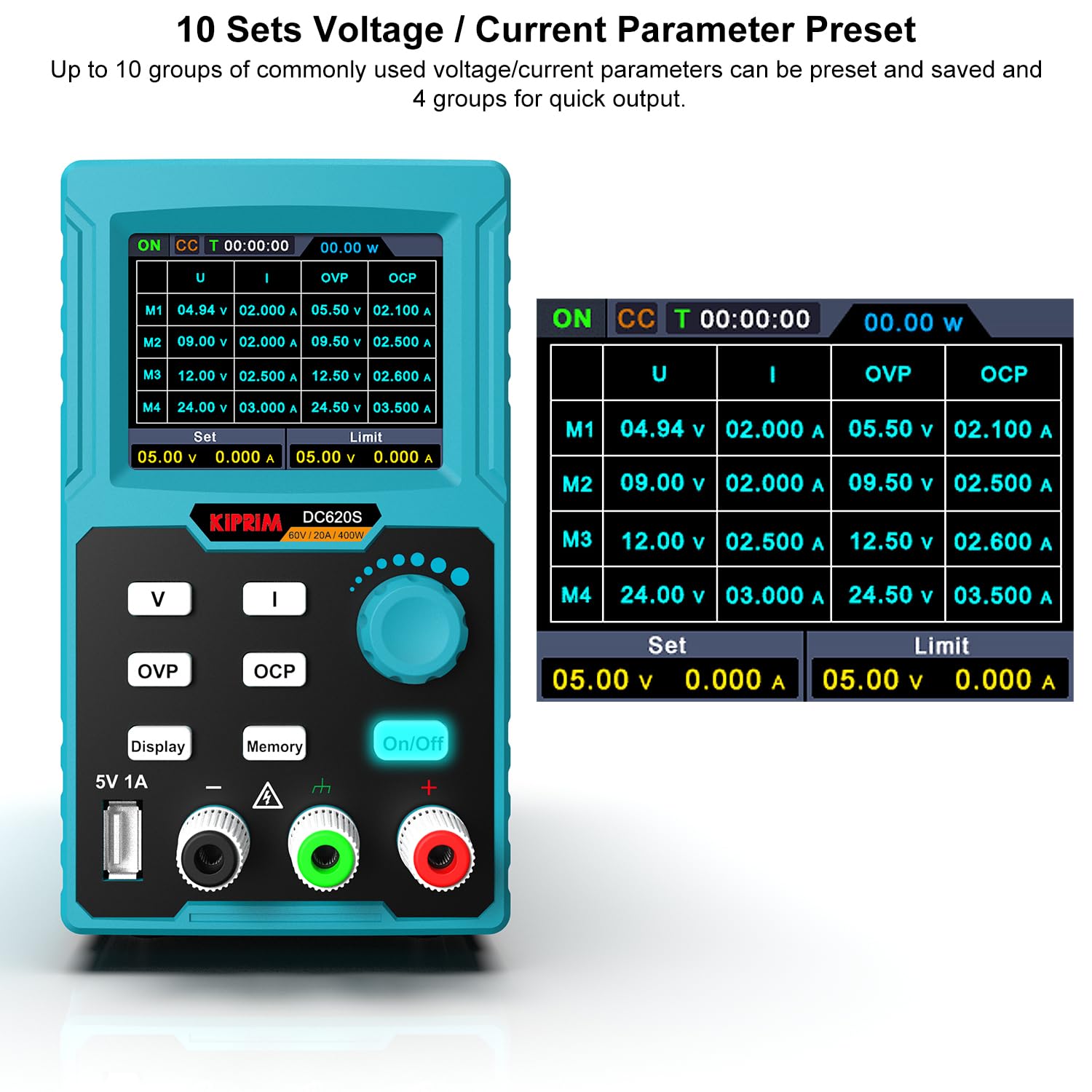Kiprim DC620S 400W DC Power Supply (0-60 V 0-20 A)