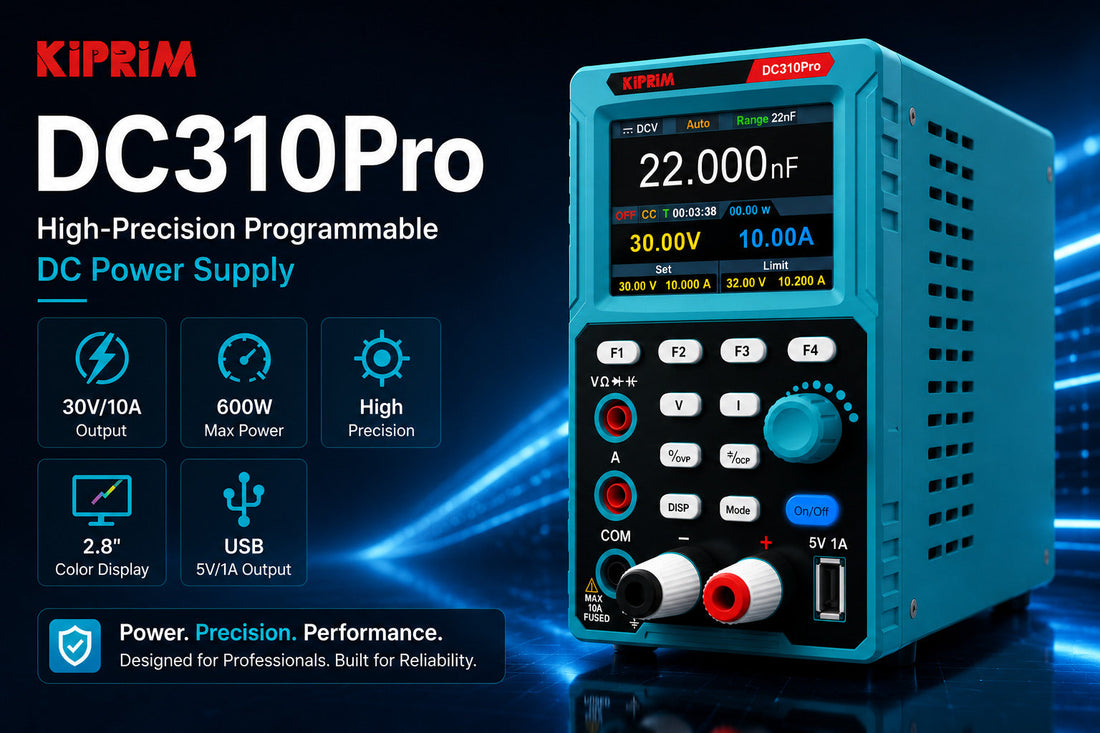 KIPRIM DC310Pro High-Precision Programmable DC Power Supply for PCB testing and electronics prototyping.
