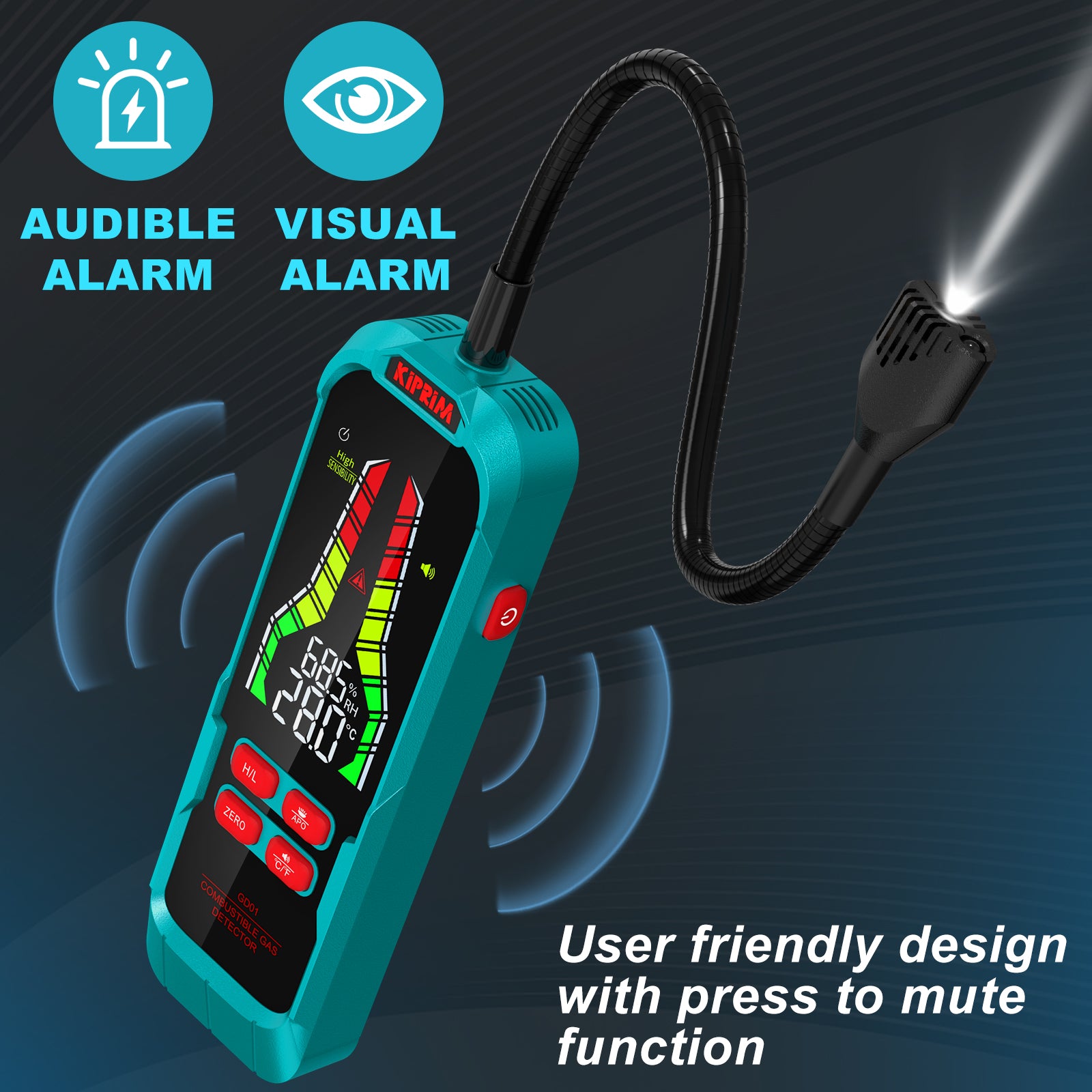Kiprim  GD01 Gas Leak Detector with 9.4-Inch Probe