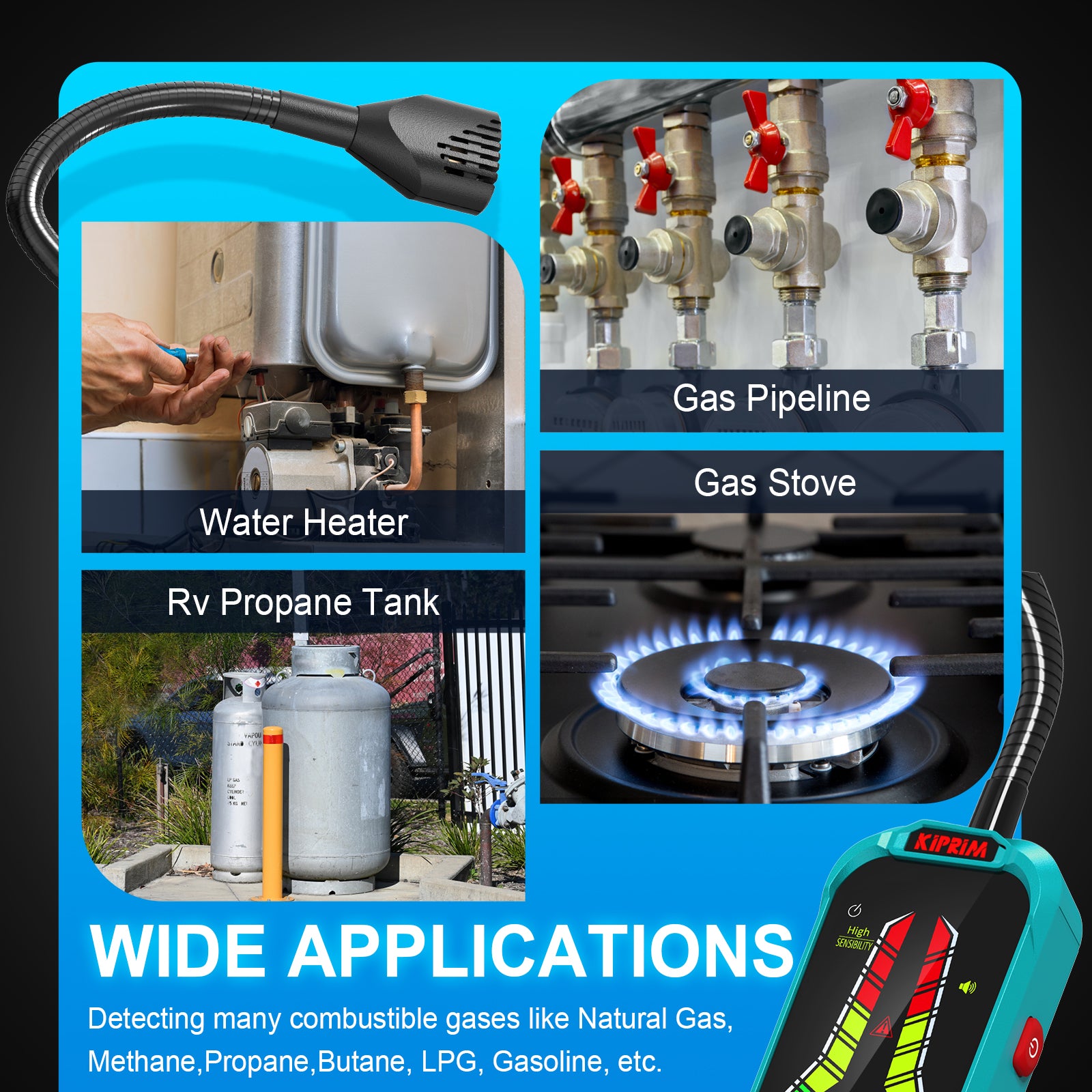Kiprim  GD01 Gas Leak Detector with 9.4-Inch Probe