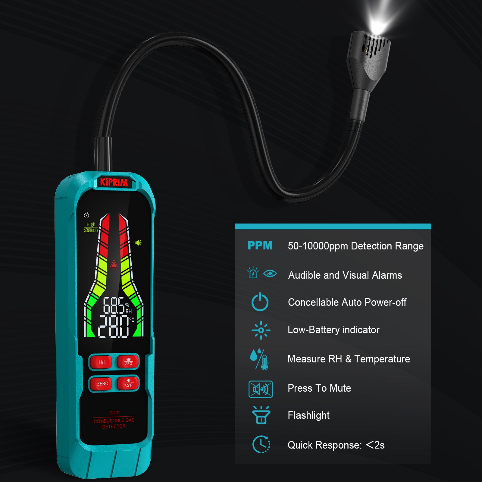 Kiprim  GD01 Gas Leak Detector with 9.4-Inch Probe