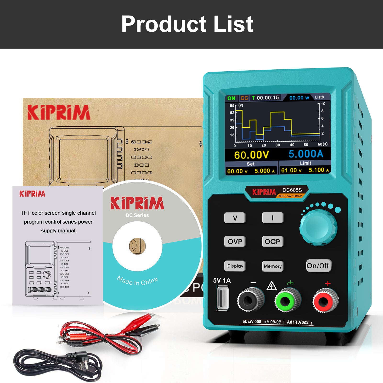 Kiprim DC605S DC Power Supply (0-60 V 0-5 A) 110V
