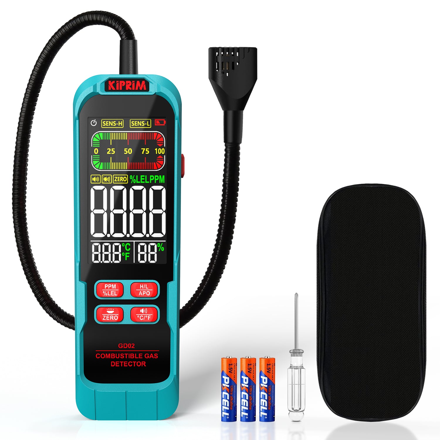 Kiprim GD02 Gas Leak Detector with Extended 15.7-Inch Gooseneck