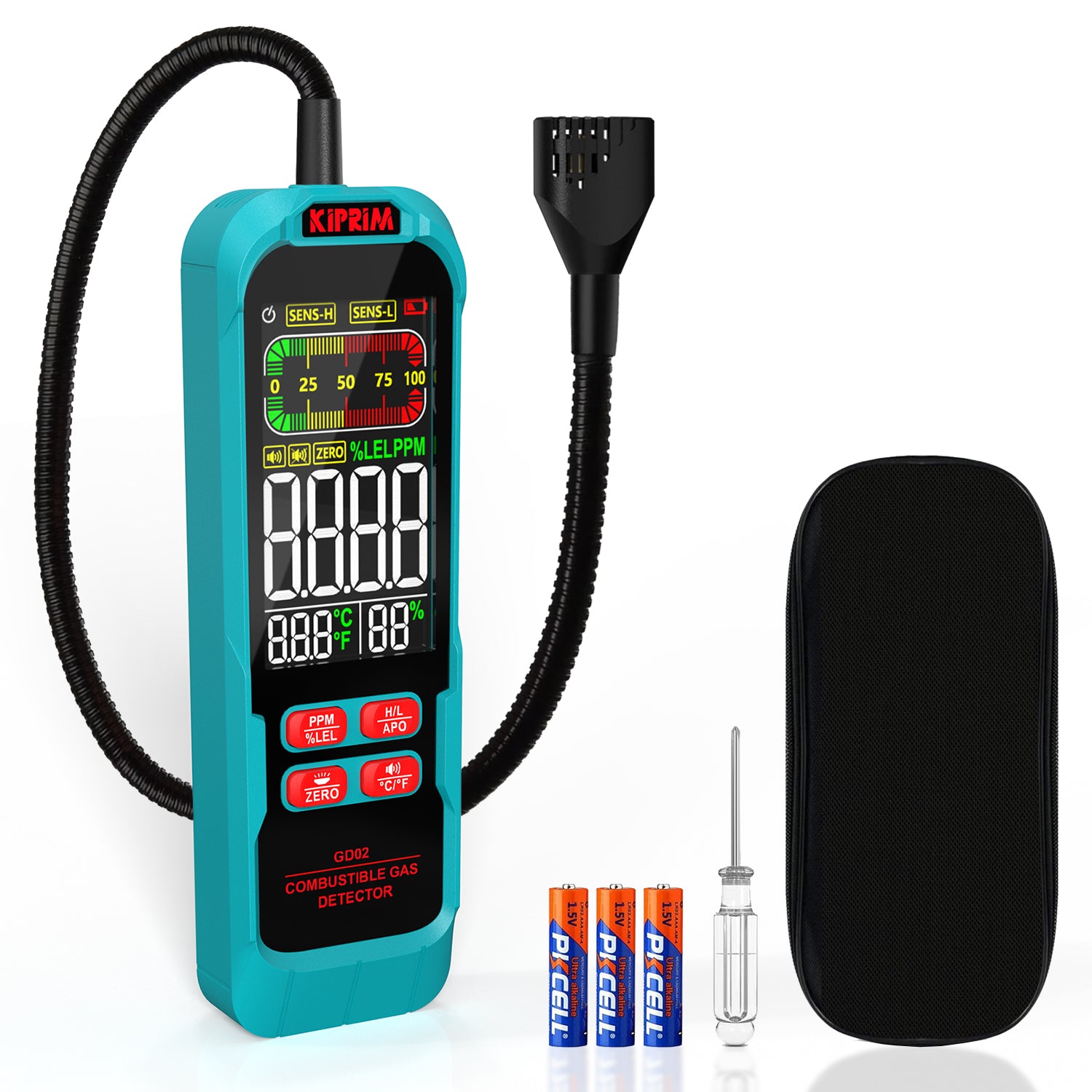Kiprim GD02 Gas Leak Detector with Extended 15.7-Inch Gooseneck
