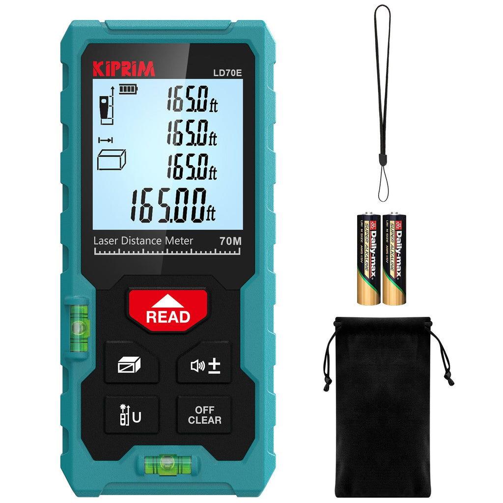 70m Distance Scale Kiprim LD70E Laser Distance Measure 229ft Laser Tape Measure
