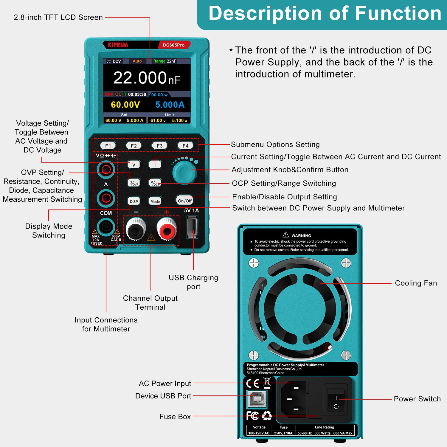 Kiprim DC605Pro 2-in-1 Programmable Power Supply