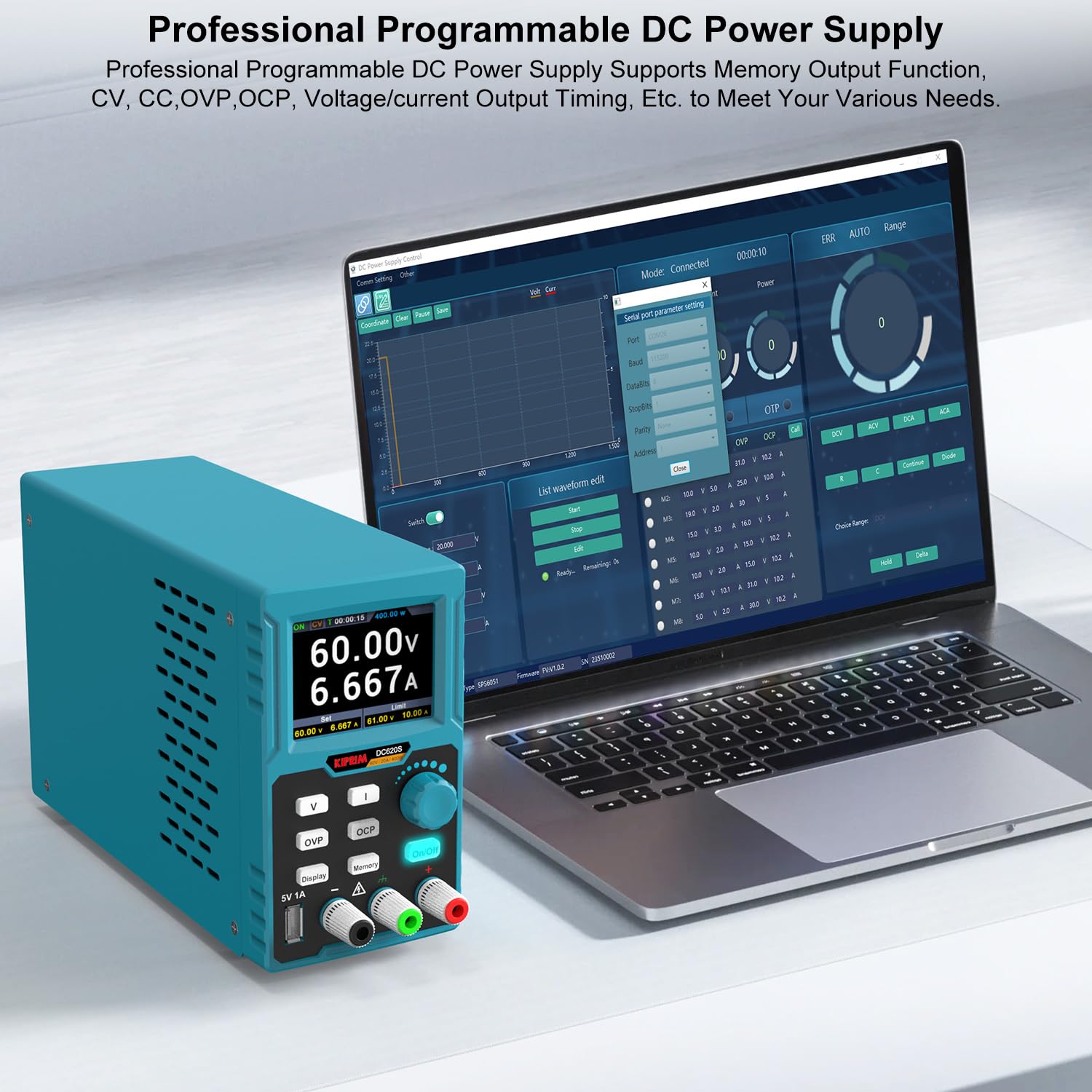 Kiprim DC620S 400W DC Power Supply (0-60 V 0-20 A)