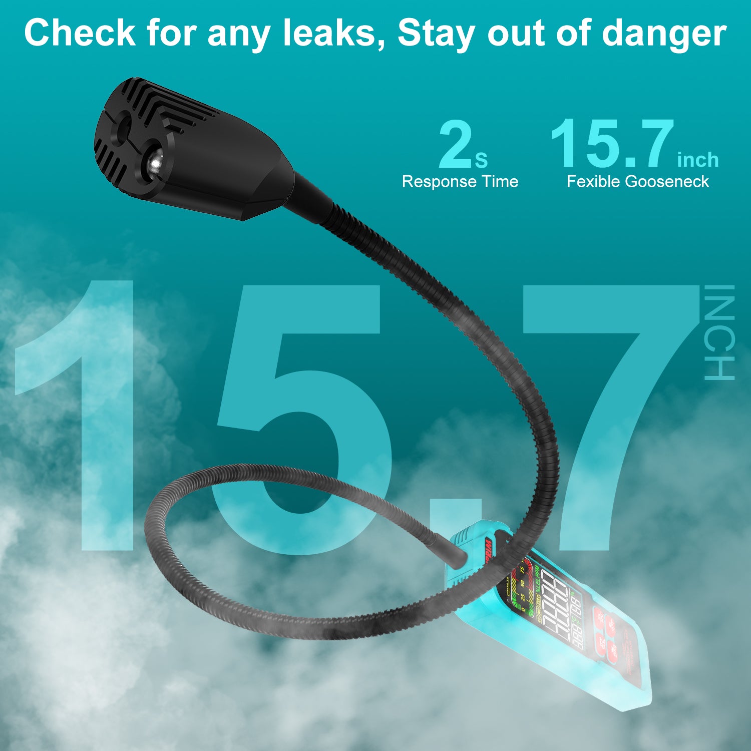 Kiprim GD02 Gas Leak Detector with Extended 15.7-Inch Gooseneck