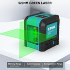 Kiprim Laser Level Self-Leveling Green Beam Horizontal and Vertical Cross-Line Laser for Construction,Picture Hanging,Wall Writing Painting,Home Renovation,Floor Tile, Carrying Pouch, Battery Included