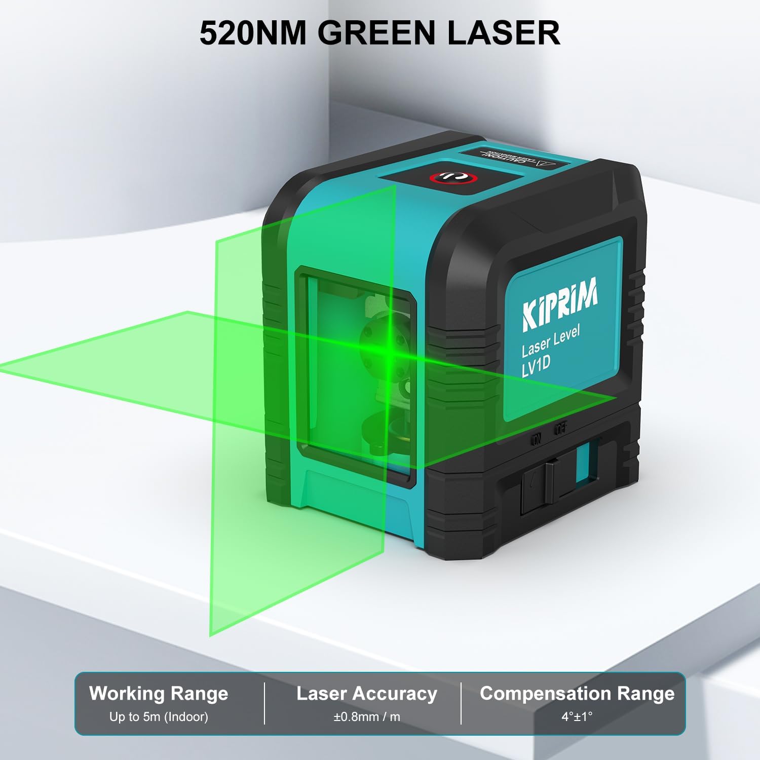 Kiprim Laser Level Self-Leveling Green Beam Horizontal and Vertical Cross-Line Laser for Construction,Picture Hanging,Wall Writing Painting,Home Renovation,Floor Tile, Carrying Pouch, Battery Included