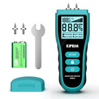 Kiprim Pin-Type Moisture Meter for Wood, Wall, Packing, Building – Digital Moisture Detector with LCD Display, Temperature (°C/°F), Hold Function, 4 Material Modes, Replacement Pins Included WM02