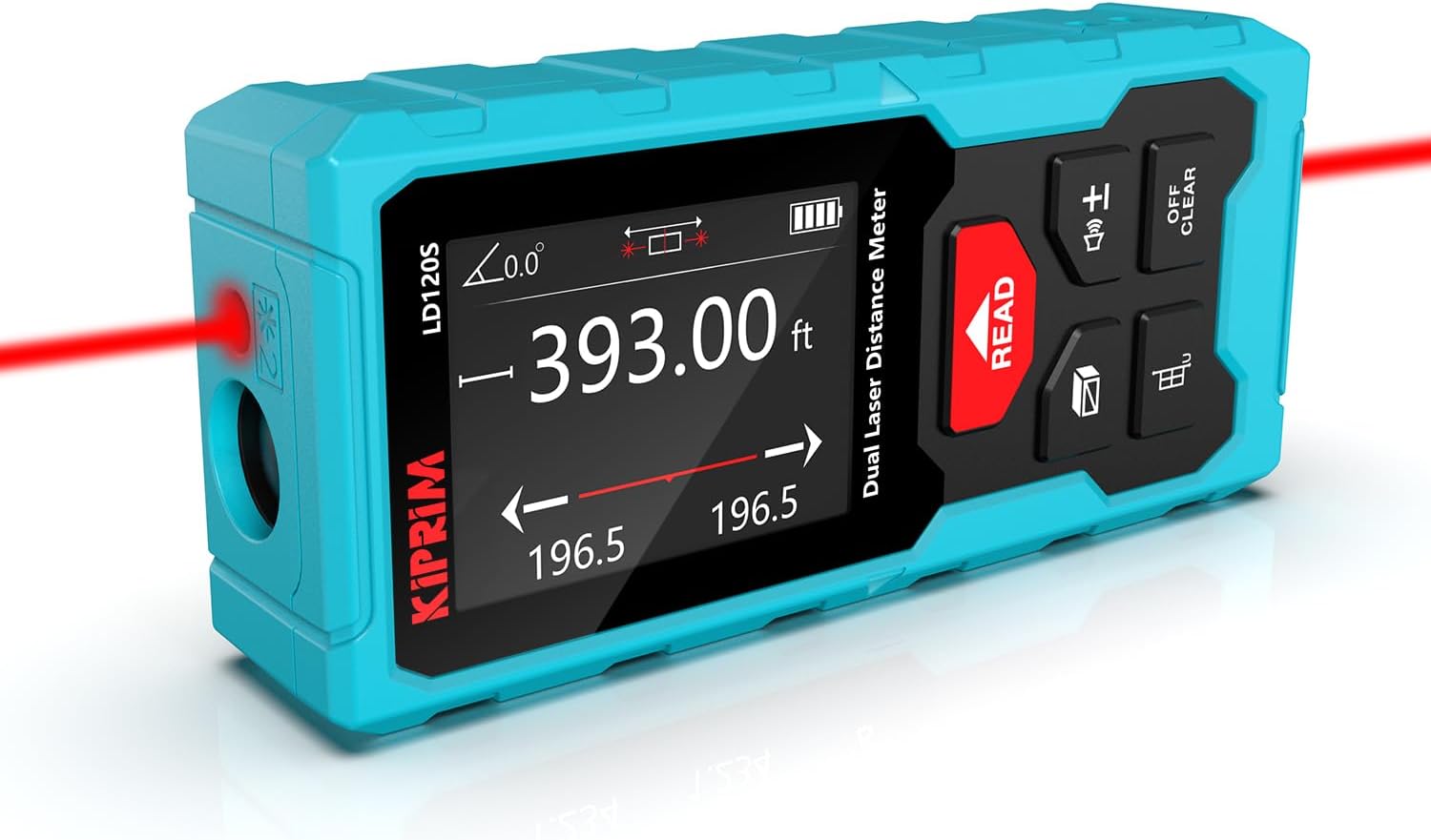 Kiprim 393ft Dual Laser Distance Measuring Tool LD120S, 120m Total Range, Electronic Level, Precise Measurements, and Pythagorean Function - Ideal for Construction, DIY, and Home Renovation