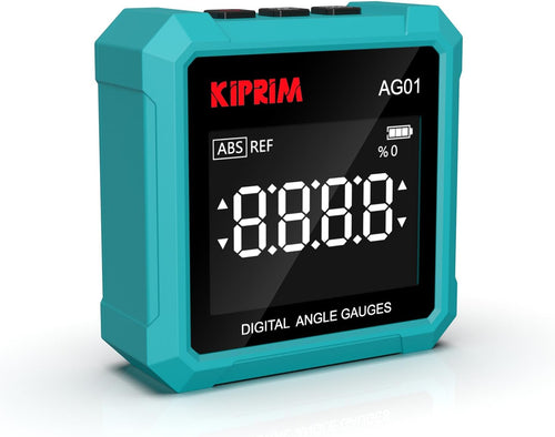 Kiprim AG01 Digital Inclinometer - Digital Level with 3 Sided Magnetic Foot, LCD Backlight, Absolute/Relative Measurement, Ideal for Woodwork, Construction & DIY