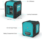 Kiprim Laser Level Self-Leveling Green Beam Horizontal and Vertical Cross-Line Laser for Construction,Picture Hanging,Wall Writing Painting,Home Renovation,Floor Tile, Carrying Pouch, Battery Included