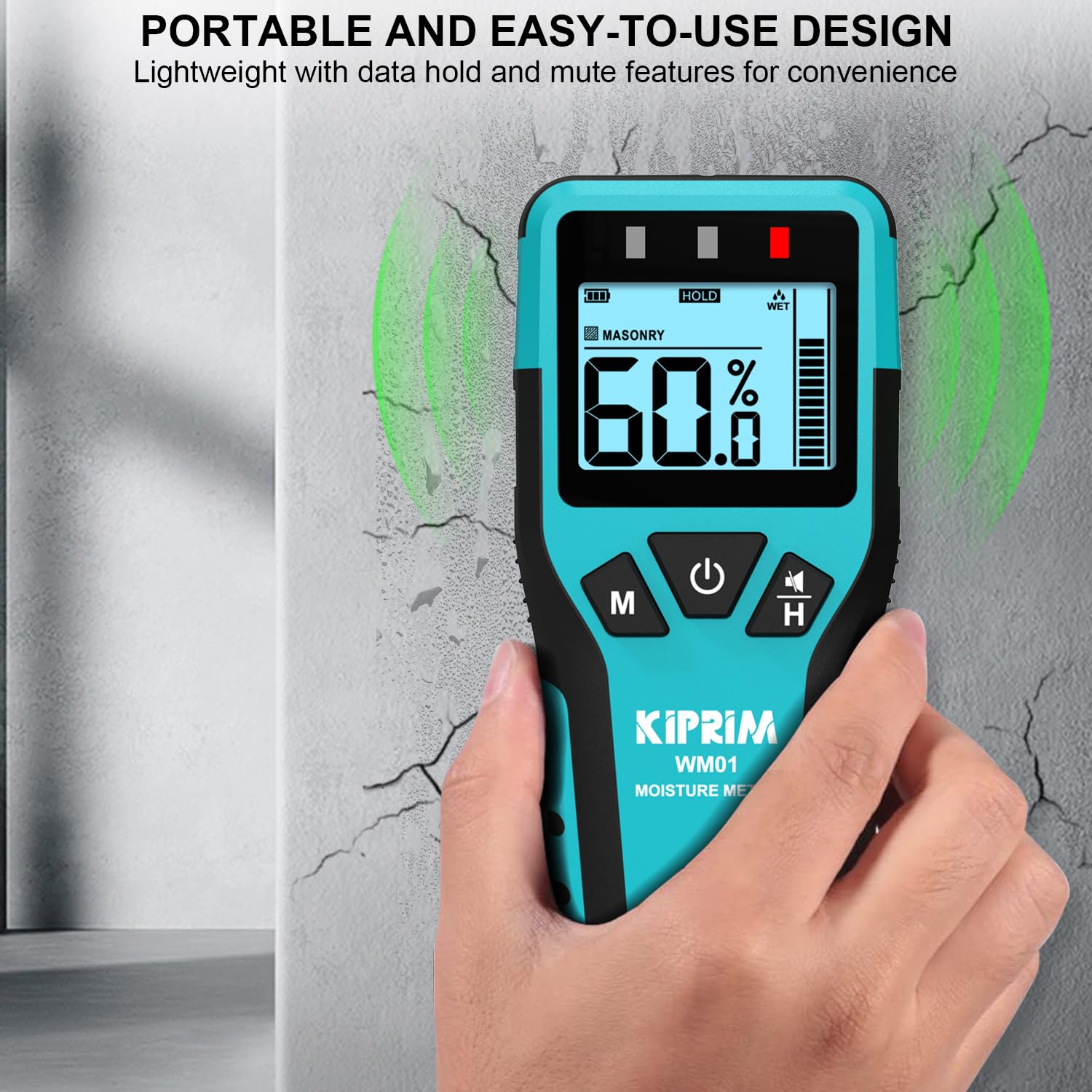 Kiprim® Feuchtigkeitsmesser Pinless WM01 – für Holz, Boden & Wände - Kiprim