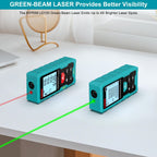 Kiprim Green Laser Distance Meter, 328ft Measuring Tool with USB Type-C Rechargeable Battery, ±1/16" Accuracy, Electronic Level, 10 Modes, Class II Laser, Reflector Plate LD100