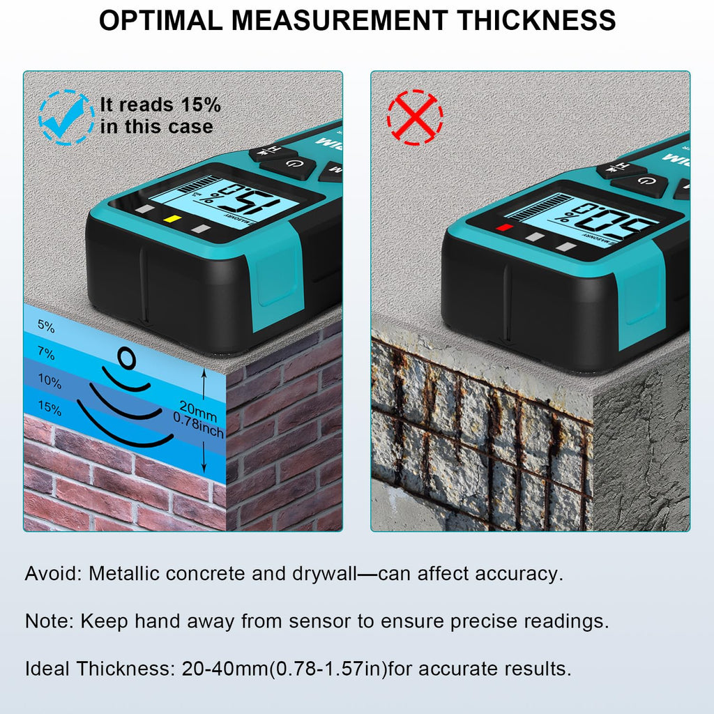 Kiprim® Feuchtigkeitsmesser Pinless WM01 – für Holz, Boden & Wände - Kiprim