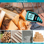 Kiprim Pin-Type Moisture Meter for Wood, Wall, Packing, Building – Digital Moisture Detector with LCD Display, Temperature (°C/°F), Hold Function, 4 Material Modes, Replacement Pins Included WM02