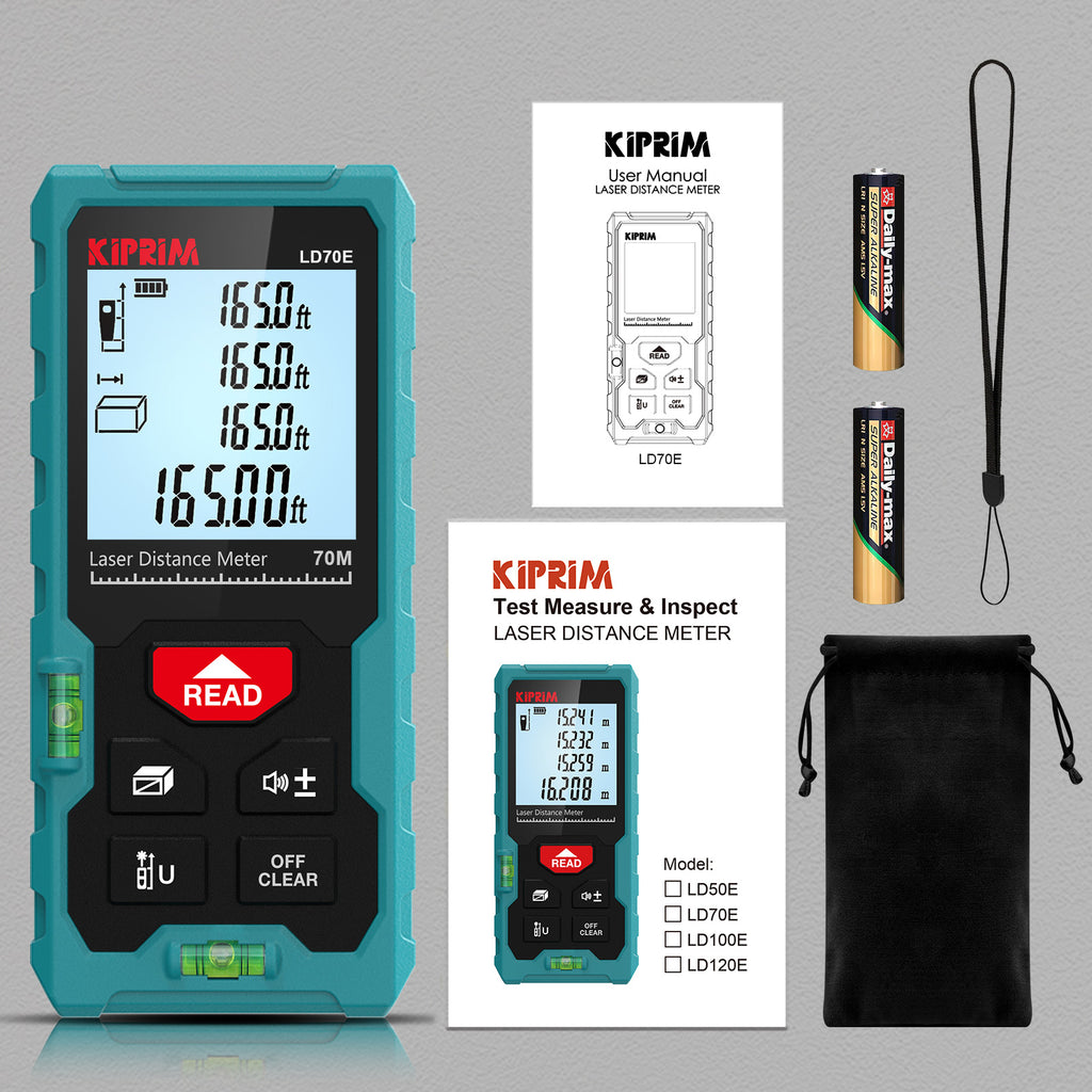 Kiprim LD70E Laser Distance Measure 229ft Laser Tape Measure 70M