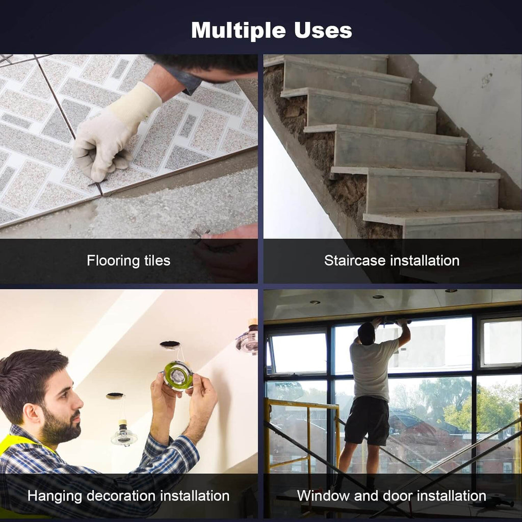 Kiprim LV4D laser level 4x360 Professional 16 Linien 40M in use for flooring, staircase, decoration, and window installations.